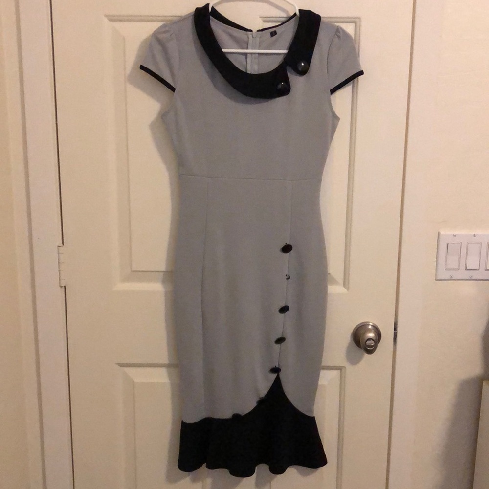 1930s style faux button front mermaid skirt dress